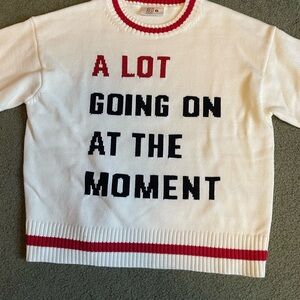 Private Listing / White Sweater with Red and Black Text